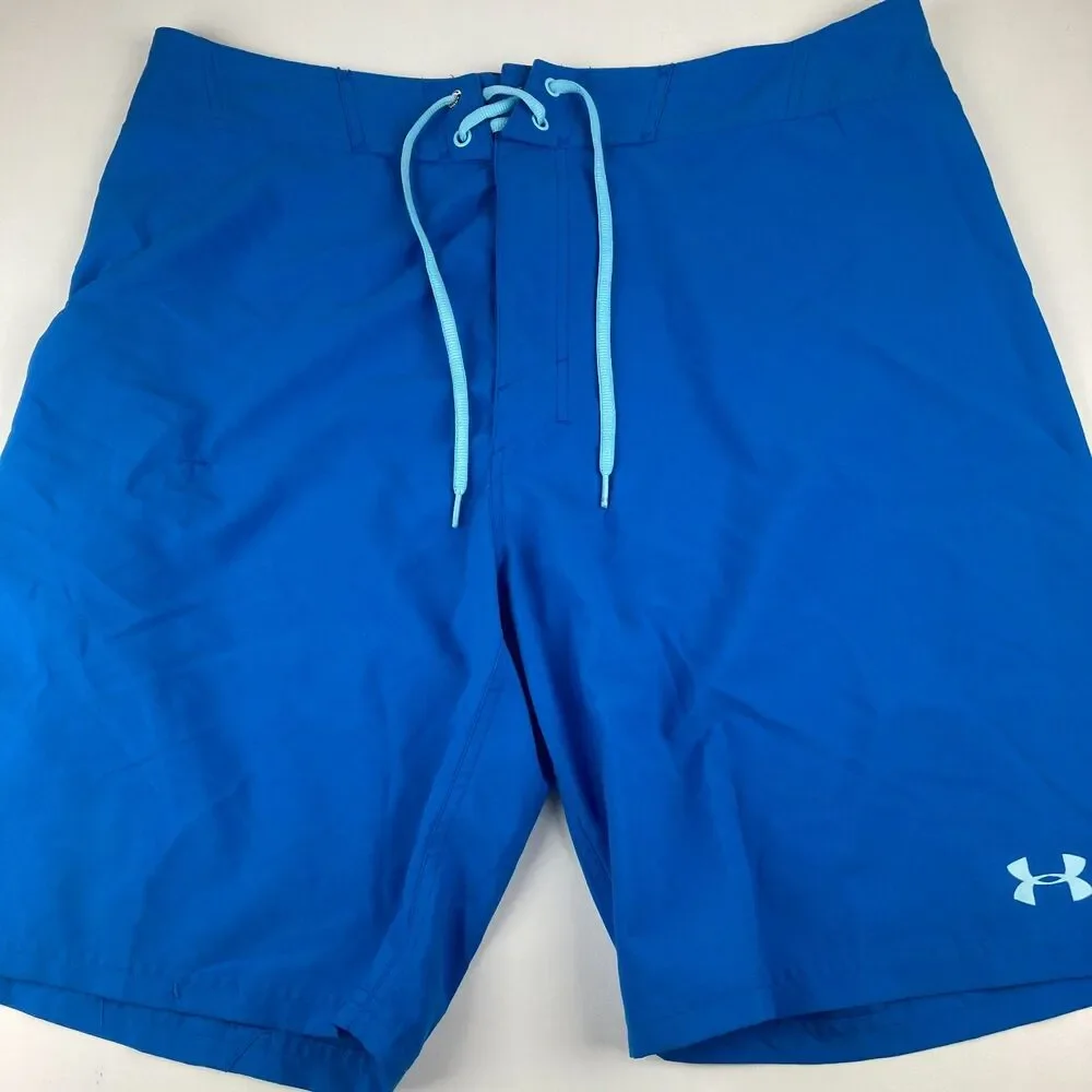 Under Armour HeatGear Board Shorts Mens 38 Blue Loose Fit Swim Surf Trunks